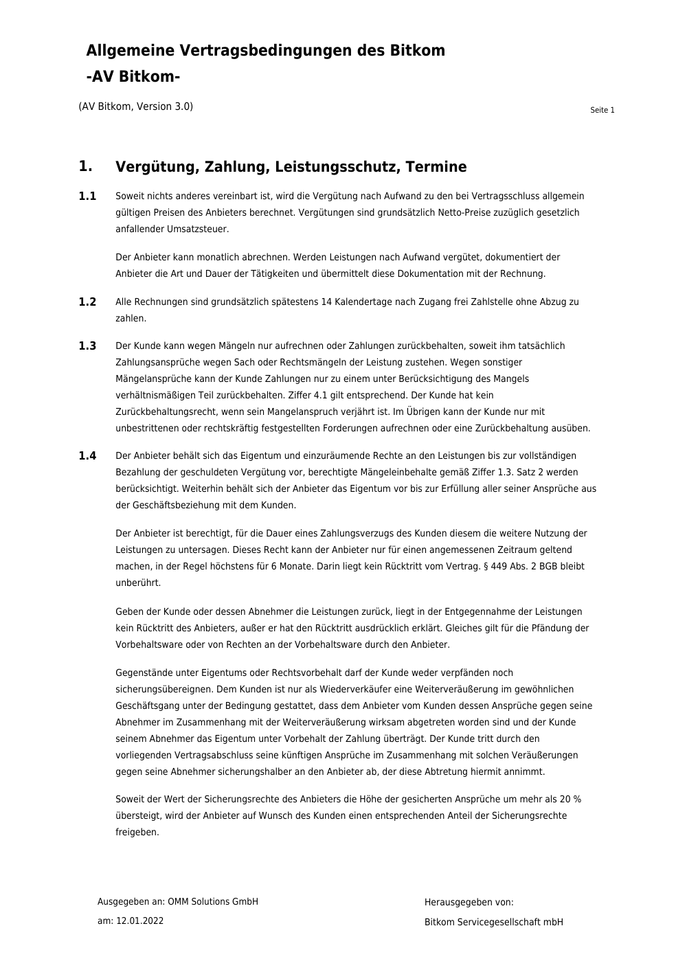 Vorschau: Allgemeine Geschäftsbedingungen