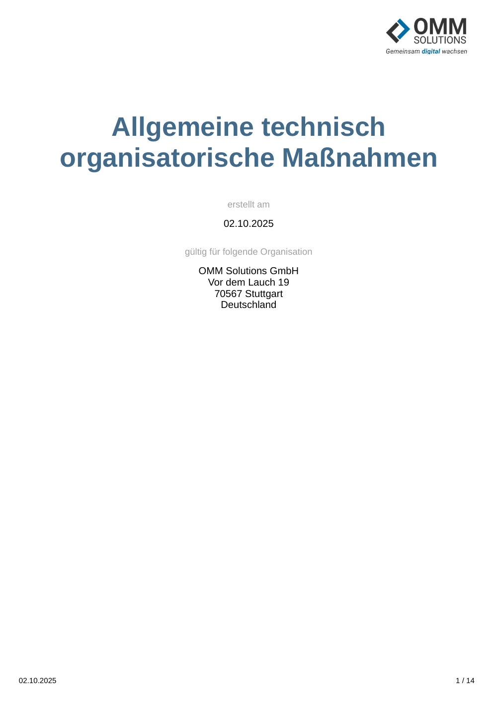 Vorschau: Technische und organisatorische Maßnahmen